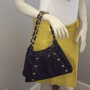 Black leather Kiki Pearl purse